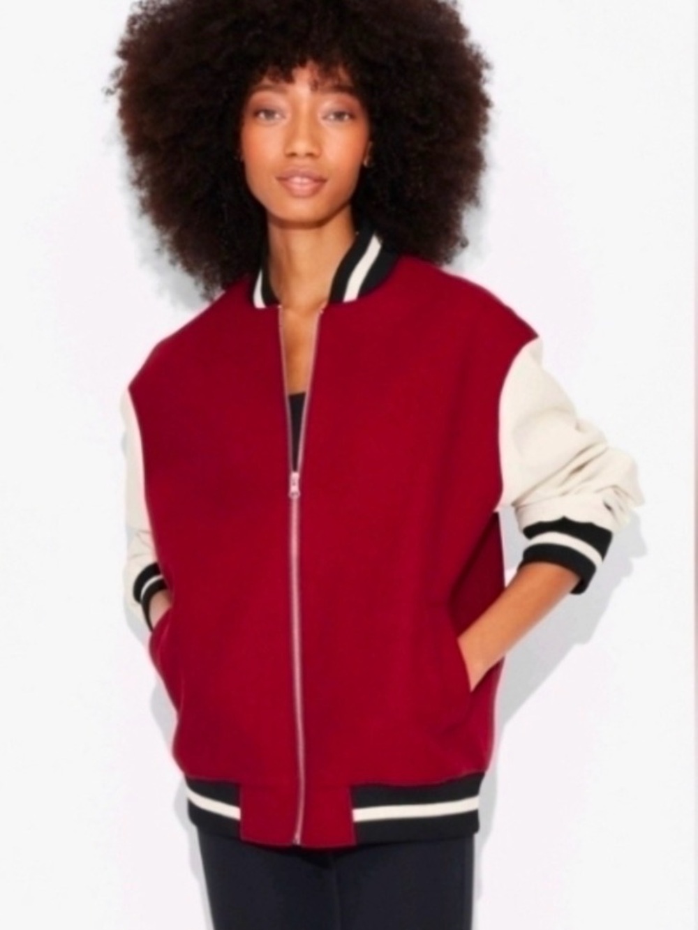 Wild Fable Women's Game Day Varsity Jacket Red Size S